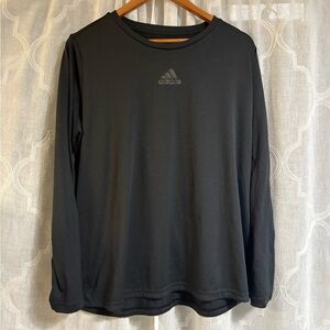 Adidas Men’s Solid Black Long Sleeve Shirt Size 2XL Lightweight Logo